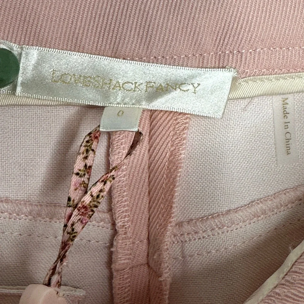 LoveShackFancy Women's Costella Pants Size 0, Color Pale Rose NWT $495 flawed - Picture 7 of 13